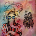 Gopalila 3' contemporary mixed-media painting by artist Mohit Bhardwaj, 36x30 inch, on canvas