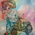 Gopalila 4' contemporary mixed-media painting by artist Mohit Bhardwaj, 36x30 inch, on canvas
