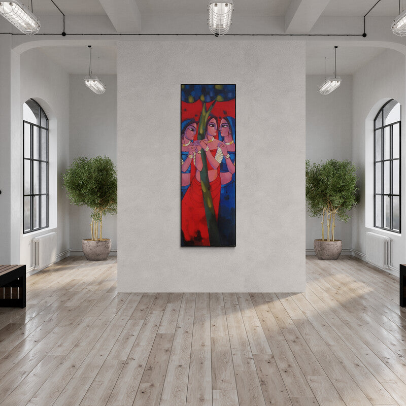 In-situ view of Sekhar Roy's 'Gopiya' painting in a room