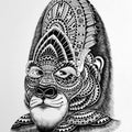 Animals pen drawing titled 'Gorilla', 15x11 inches, by artist Kushal Kumar on Paper