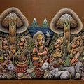 Figurative acrylic painting titled 'Gossip Girls', 36x48 inches, by artist Jitendra Dangi on Canvas