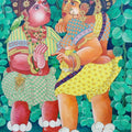 Figurative acrylic painting titled 'Gossiping Women 2', 30x24 inches, by artist Bhawandla Narahari on Canvas