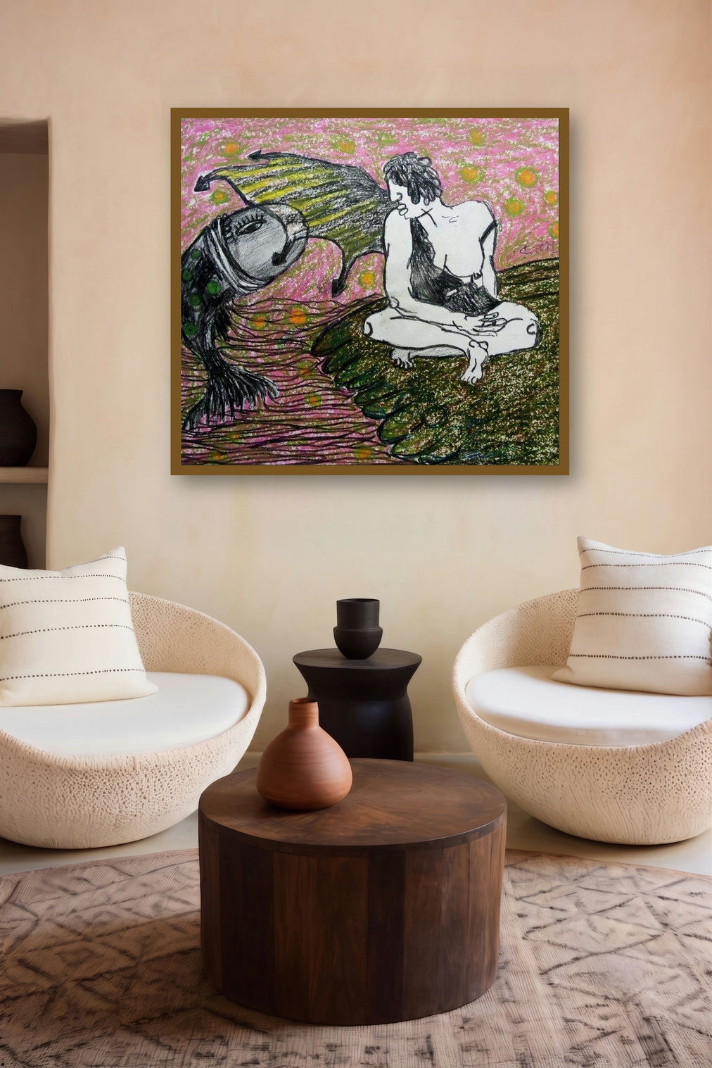 Grab Our Fish (Figure and Fish) by artist Kapil Alaskar displayed in a Boutique gallery