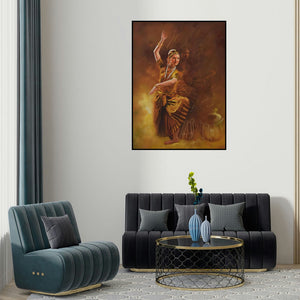 Kamal Rao's 'Grace' painting visualized above a sofa in a contemporary room.