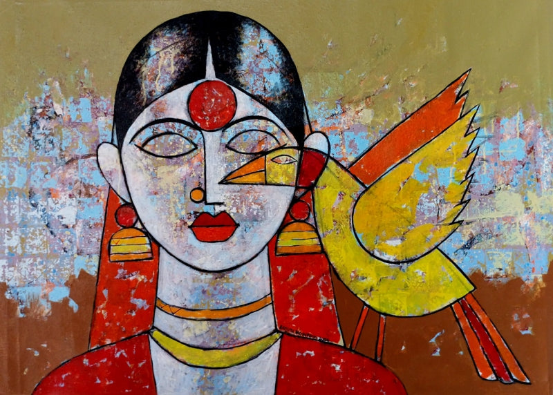 'Grace Of The Soul' figurative acrylic painting by artist Ranjith Raghupathy, 30x40 inch, on canvas