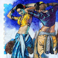 The Graceful Mirror' figurative acrylic painting by artist Ramchandra S Kharatmal, 30x30 inch, on canvas