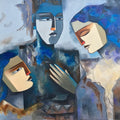 Grahasti' figurative oil painting by artist Kavita Tambolkar, 24x30 inch, on canvas