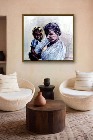 Grand Mother Love 2 by artist Srv Artist displayed in a Minimalist gallery