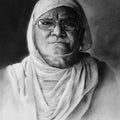 Portrait charcoal drawing titled 'Grandmother', 30x22 inches, by artist Kulwinder Singh on Paper