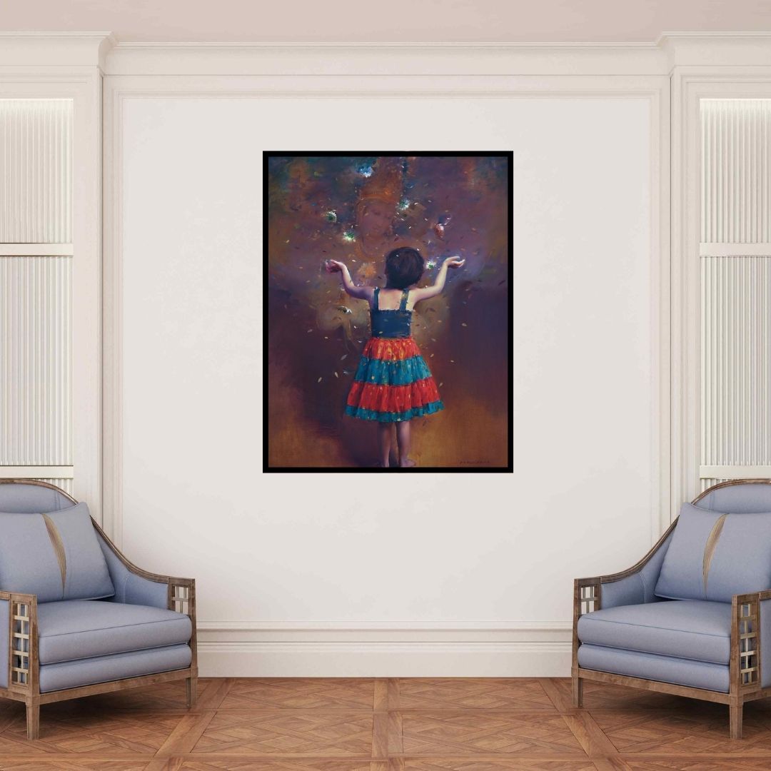 In-situ view of Pramod Kurlekar's 'Grant Me Peace' painting in a room