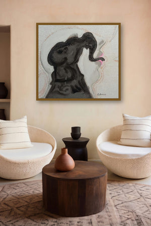 Grapple 1 (Elephantine Transformation) by artist Sudhir Shukla displayed in a Modern gallery