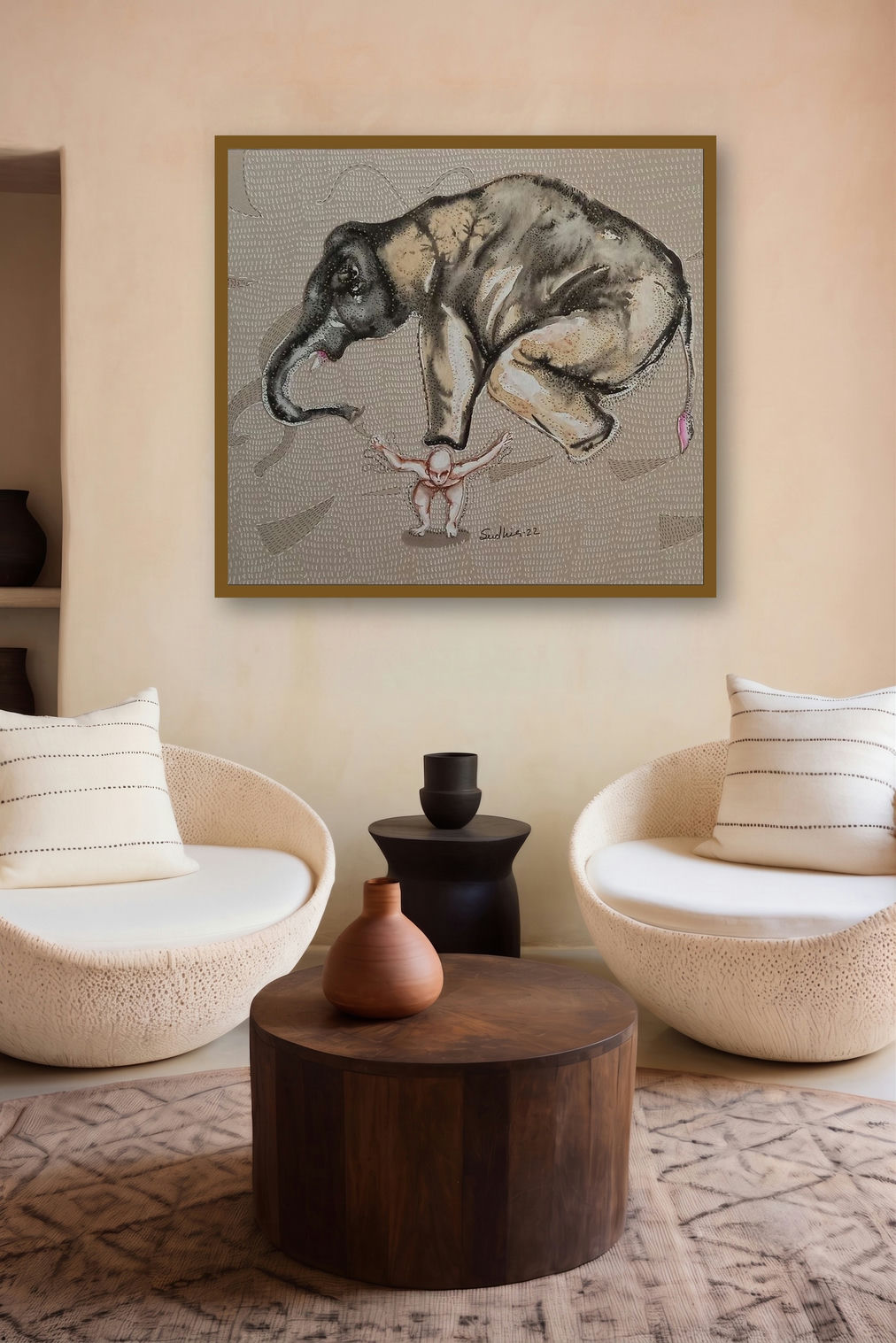 Grapple 4 (The Burden) by artist Sudhir Shukla displayed in a Boutique gallery