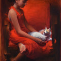 Figurative oil painting titled 'Gratitude', 34x23 inches, by artist Pramod Kurlekar on Canvas
