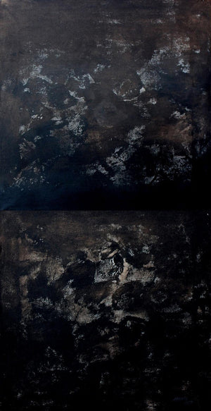 Abstract acrylic painting titled 'Gray Scale High Key', 36x18 inches, by artist Balasaheb Abhang on Canvas