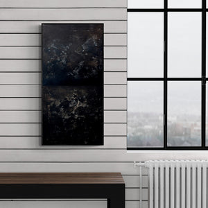 Preview of 'Gray Scale High Key (Deep Waters)' Painting by Balasaheb Abhang shown on a wall in a furnished room.