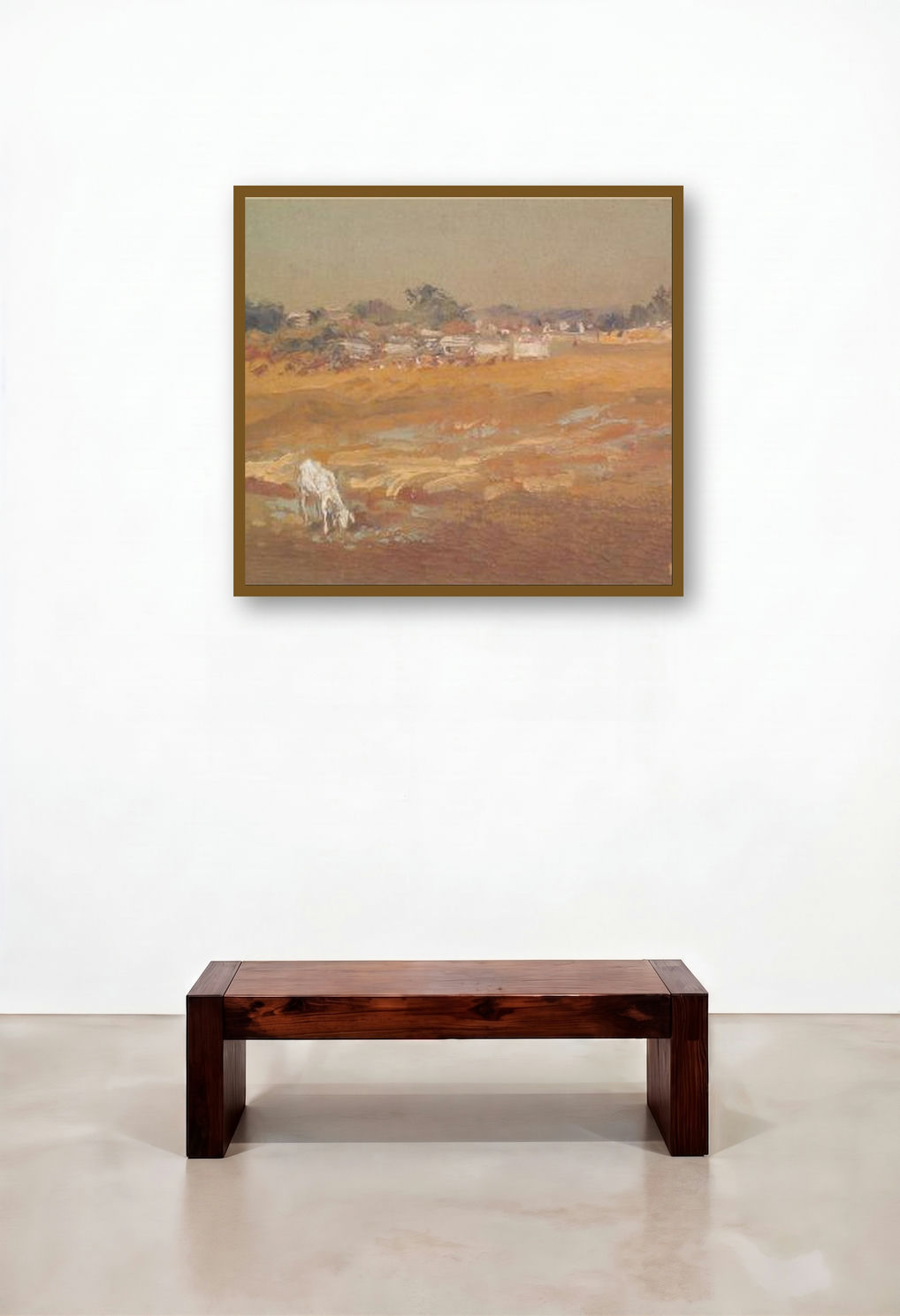 Grazing Goat by artist Fareed Ahmed displayed in a Modern Library