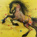 The Great Departure' contemporary acrylic-charcoal painting by artist Yashpal Nandgaonkar, 36x48 inch, on canvas