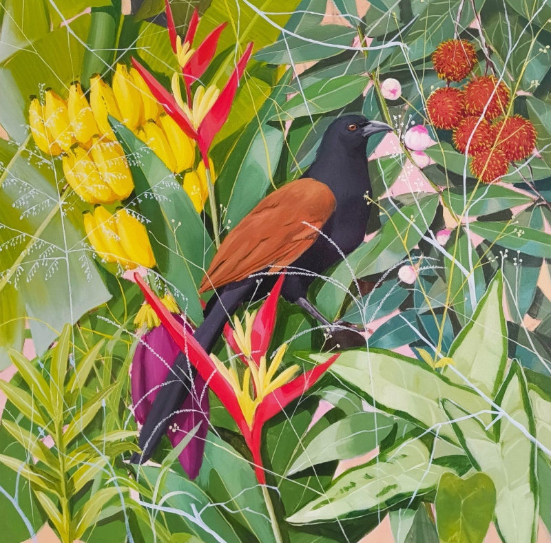 The Greater Caucal' animals acrylic painting by artist Ashik Alikhan, 36x34 inch, on canvas