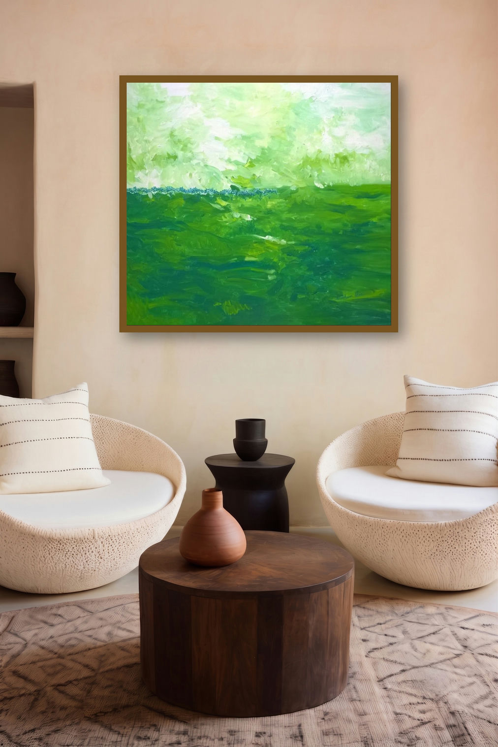 Green Fields (Emerald Embrace) by artist Shubhamshiva displayed in a Designer gallery