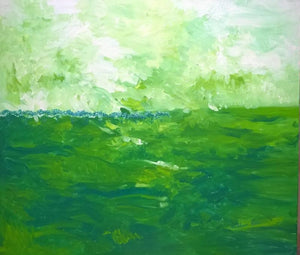 Green Fields (Emerald Embrace) by Shubhamshiva, Original Acrylic Nature Painting on Canvas, Large Horizontal Wall Art