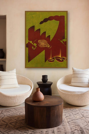 Green Fold Abstract by artist Santosh More displayed in a Contemporary gallery