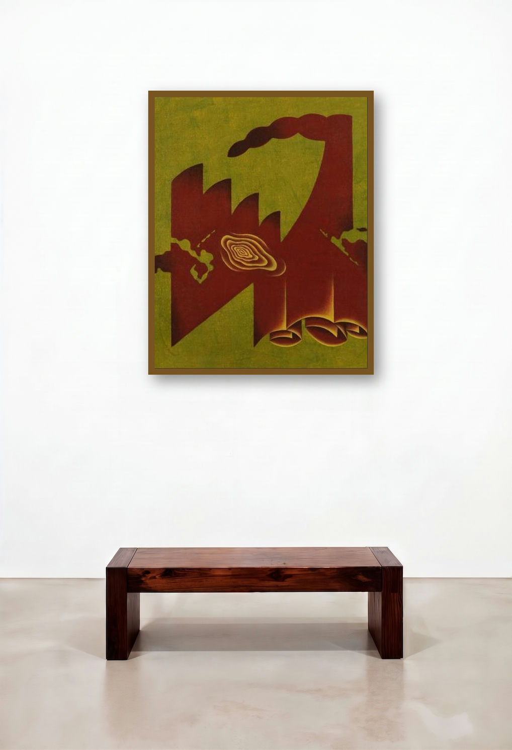 Green Fold Abstract by artist Santosh More displayed in a Elegant Study