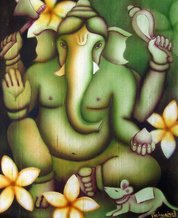 Green Ganesha by Vishwajyoti Mohrhoff | ArtZolo.com
