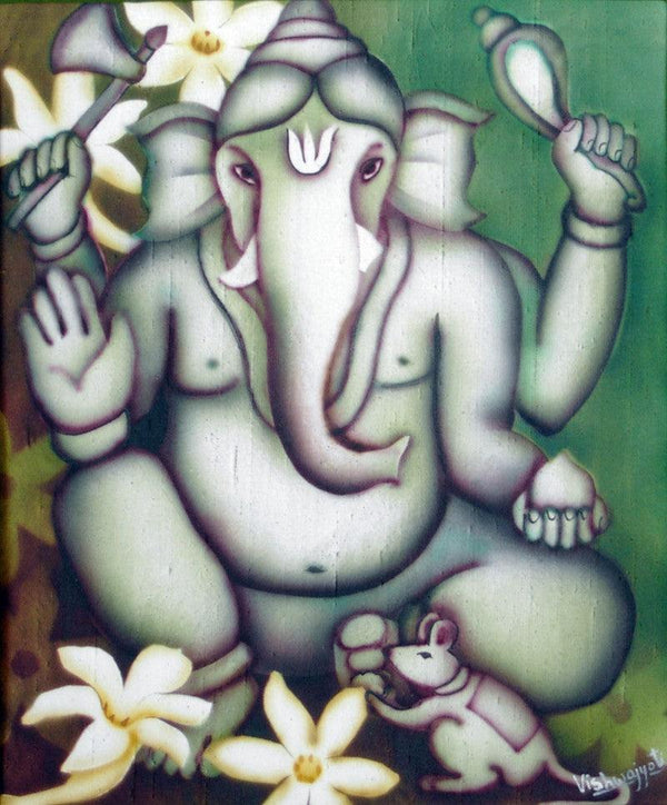 Green Ganesha II by Vishwajyoti Mohrhoff | ArtZolo.com