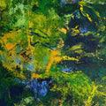 Green Wood Oasis' abstract acrylic painting by artist Meenakshi Jain, 36x18 inch, on canvas
