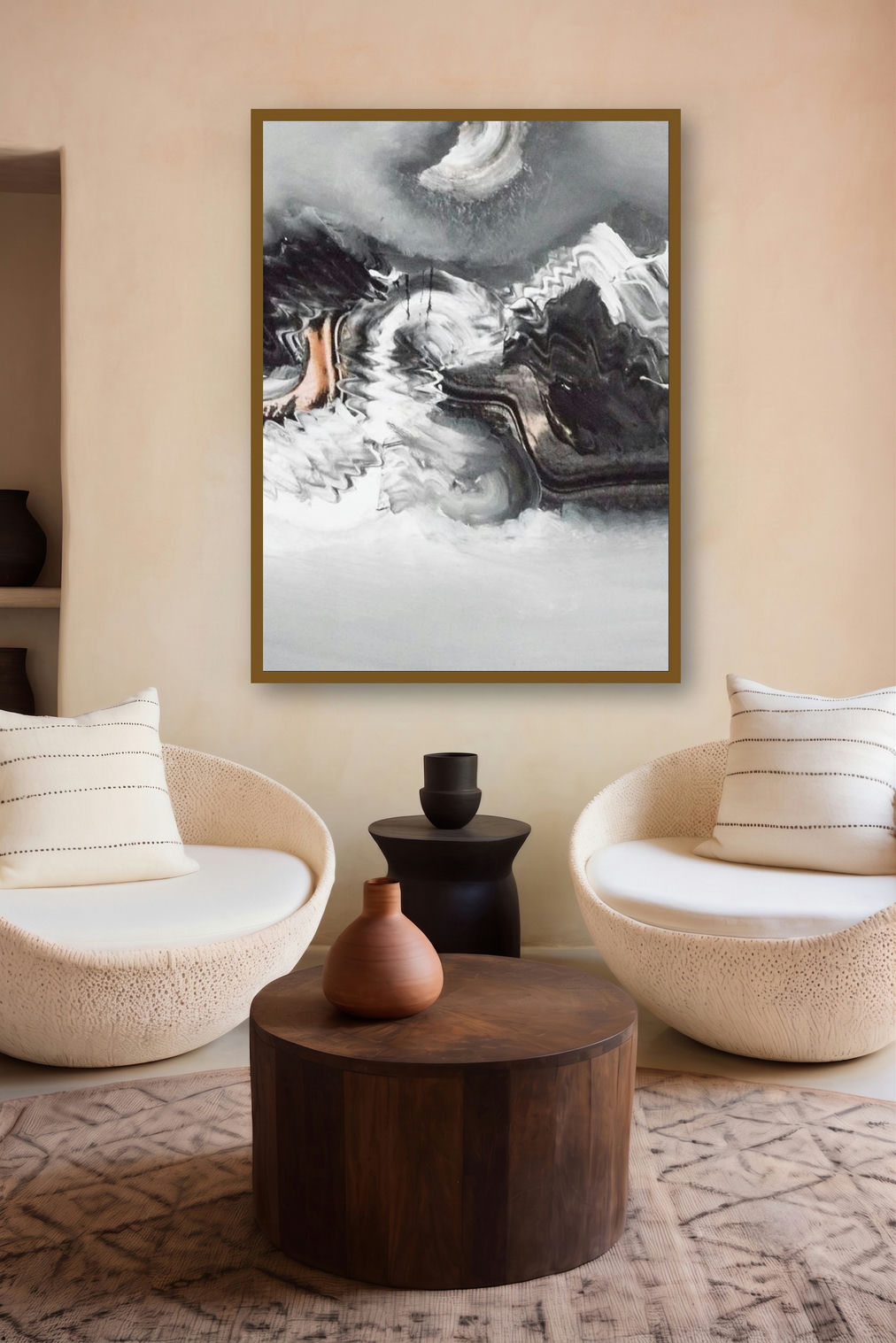 Grey Abstract I (Whispers of the Mountains) by artist Deepak Guddadakeri displayed in a Modern gallery