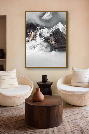 Grey Abstract I (Whispers of the Mountains) by artist Deepak Guddadakeri displayed in a Modern gallery