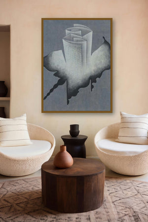 Grey Fold Abstract by artist Santosh More displayed in a Museum Style gallery
