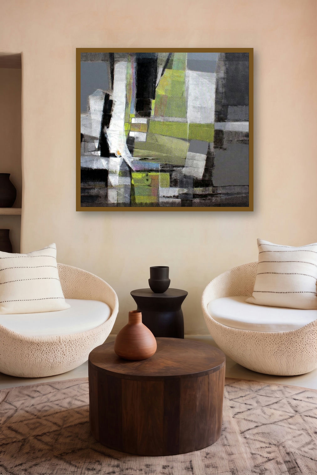 Grey Matter 1 (Urban Oasis) by artist Shirish Deshpande displayed in a Luxury gallery