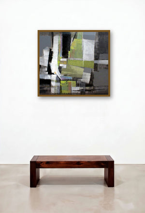 Grey Matter 1 (Urban Oasis) by artist Shirish Deshpande displayed in a Modern Family Room