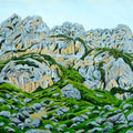 Landscape oil painting titled 'Grey Mountains', 30x45 inches, by artist Ajay Harit on Canvas