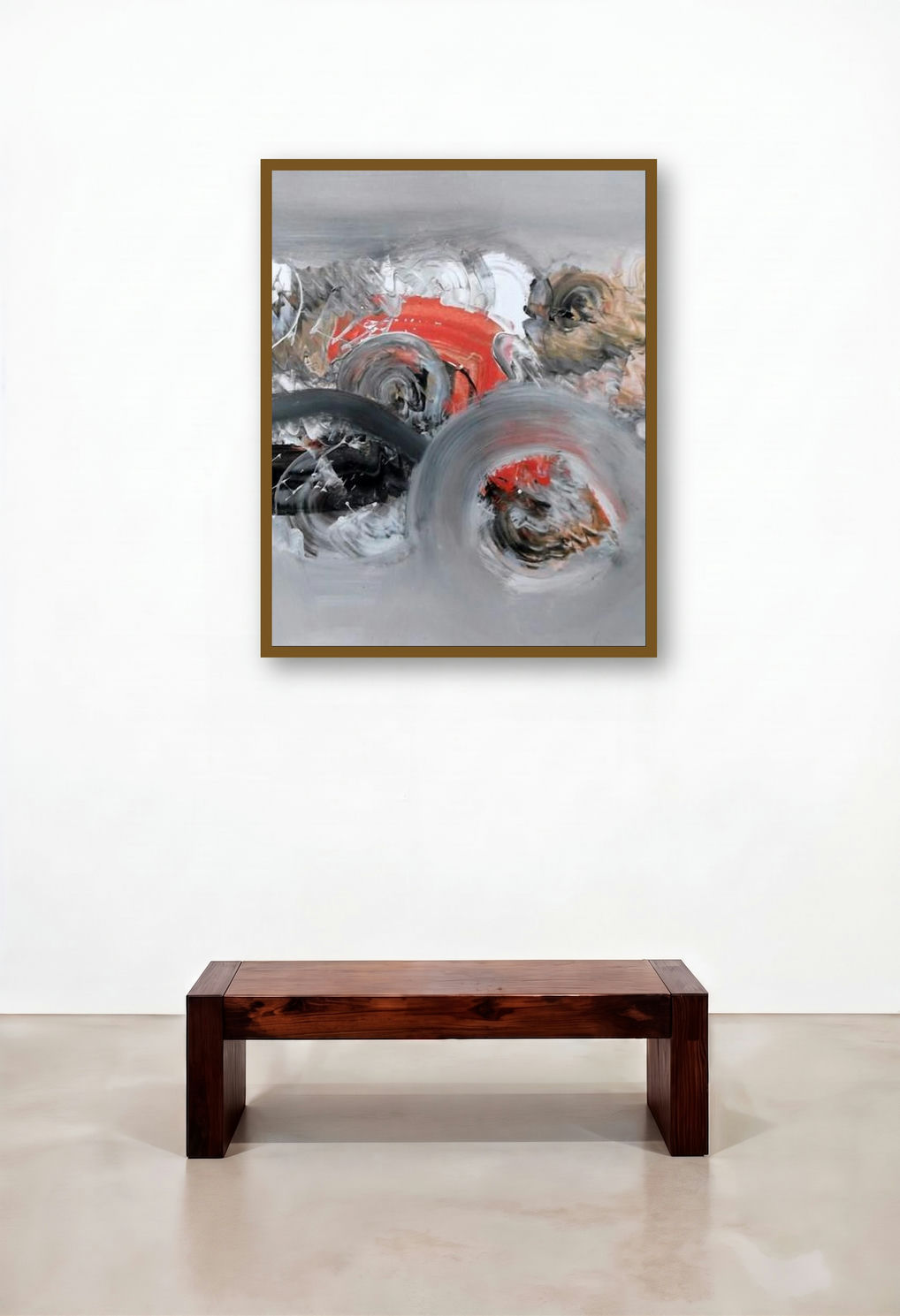 Grey Nature (Crimson Tide) by artist Deepak Guddadakeri displayed in a Luxury Hallway