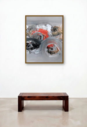 Grey Nature (Crimson Tide) by artist Deepak Guddadakeri displayed in a Luxury Hallway