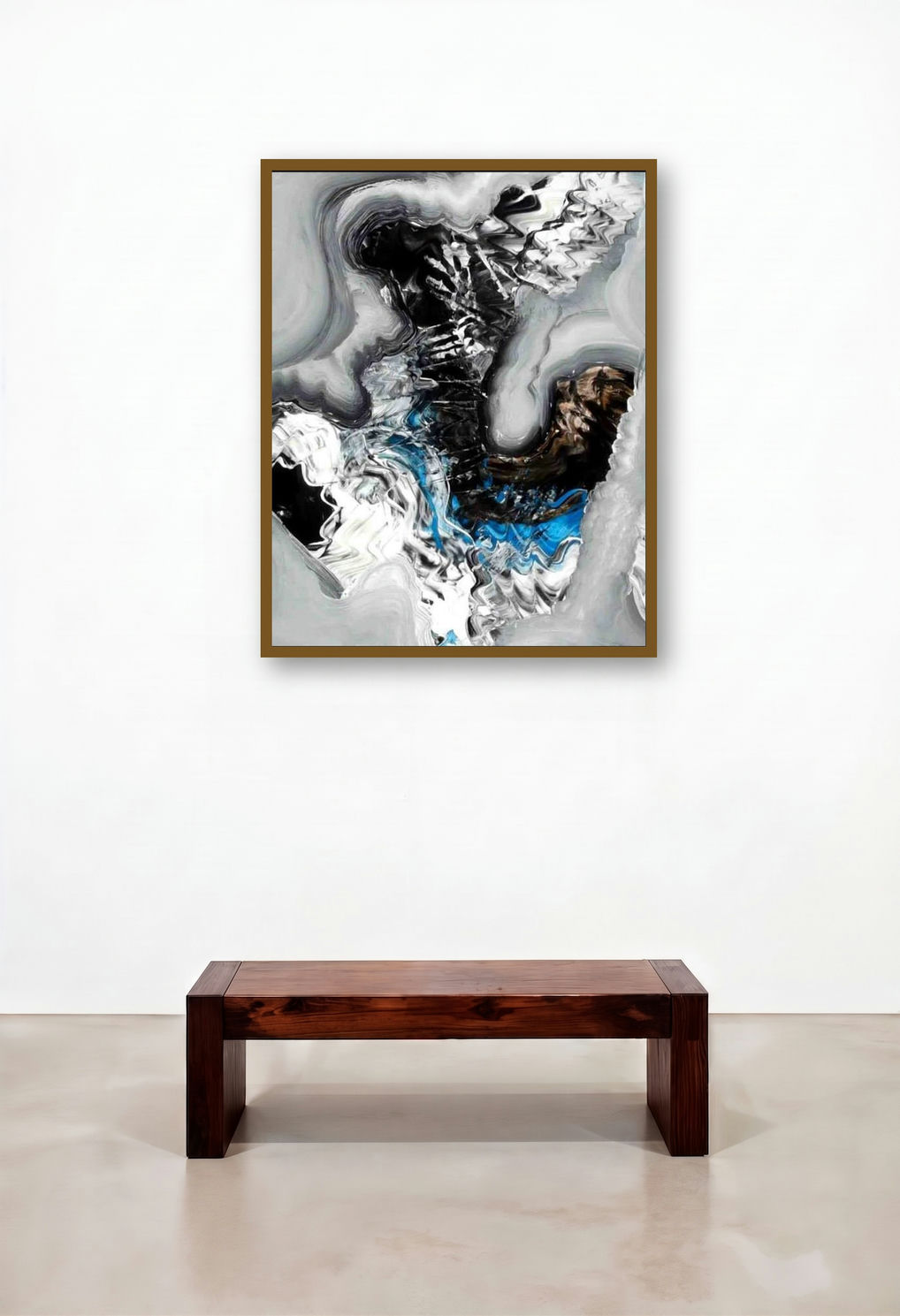 Grey Scale Nature I (The Depths Below) by artist Deepak Guddadakeri displayed in a Mid-Century Modern Reception Area