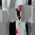 Abstract mixed media painting titled 'Grey White', 16x24 inches, by artist Gajanan Kabade on Synthic Board