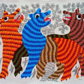 Animals gond traditional art titled 'Group Of Animal', 27x32 inches, by artist Choti Gond Artist on Canvas