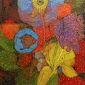 'Grouping Inflorescence' nature mixed-media painting by artist Yogesh Powale, 47x33 inch, on canvas