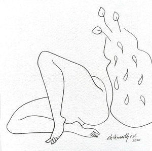 Erotic acrylic painting titled 'Growth 2', 6x6 inches, by artist Chikmath FV on Paper