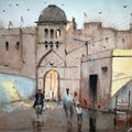 Cityscape watercolor painting titled 'Gulbarga', 8x11 inches, by artist Arunava Ray on Paper