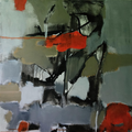 Gulmohar' abstract acrylic painting by artist Sharad Tarde, 30x30 inch, on canvas