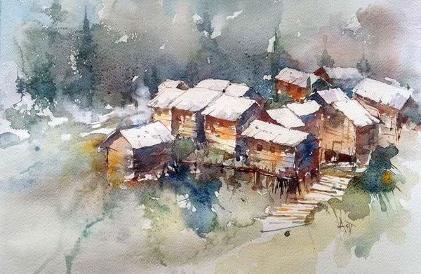 Gurez Valley Kashmir Painting by Asit Singh | ArtZolo.com