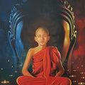 Religious oil painting titled 'Guru', 36x53 inches, by artist Kamal Rao on Canvas