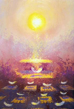 contemporary oil painting titled 'Guru Ki Karni Guru Janega', 72x48 inches, by artist Abhishek Acharya on Canvas