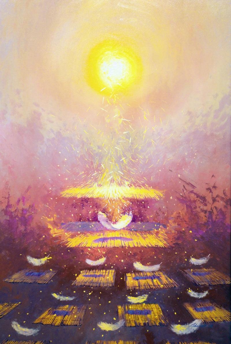 contemporary oil painting titled 'Guru Ki Karni Guru Janega', 72x48 inches, by artist Abhishek Acharya on Canvas