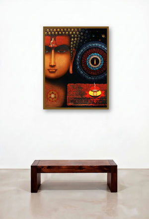 Gyan Bodh by artist Ajay Meshram displayed in a Traditional Foyer