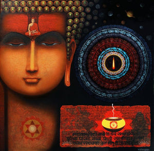 Gyan Bodh by Ajay Meshram, Original Acrylic Motivational Painting on Canvas, Large Square Wall Art